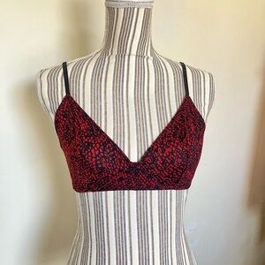 DKNY Red and Black Leopard Print Bralette sheer lined mesh